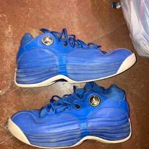 Jordan Blue and White Sneakers with Leather Upper